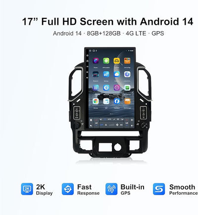 CUSP 17 Inch Android 14 Car Stereo for Chevy Silverado and GMC Sierra 2019+ | without OEM AUX port featuring head unit wireless CarPlay GPS navigation SWC Android Auto backup camera and plug-and-play