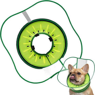 Sponge Dog Cone Collar, Dog Donut Collar After Surgery with Clear Shield, Adjustable Soft Cone for Dogs to Stop Licking-Comfy Cone for Large Medium Small Dogs (Kiwi,S)