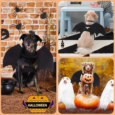 Vivifying Bat Wings for Dog, Adjustable Halloween Pet Bat Costume with Bell for Medium Large Dogs Party Decoration and Cosplay (Large, Black)