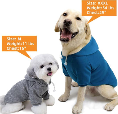 2-Pack Dog Hooded Sweaters & Jackets - Soft Dog Clothes Hoodie for Small/Medium/Large Dogs & Cats | All-Season Comfort & Fit, Stylish Pet Shirts Apparel & Accessories (Blue, Dark Grey, X-Small)