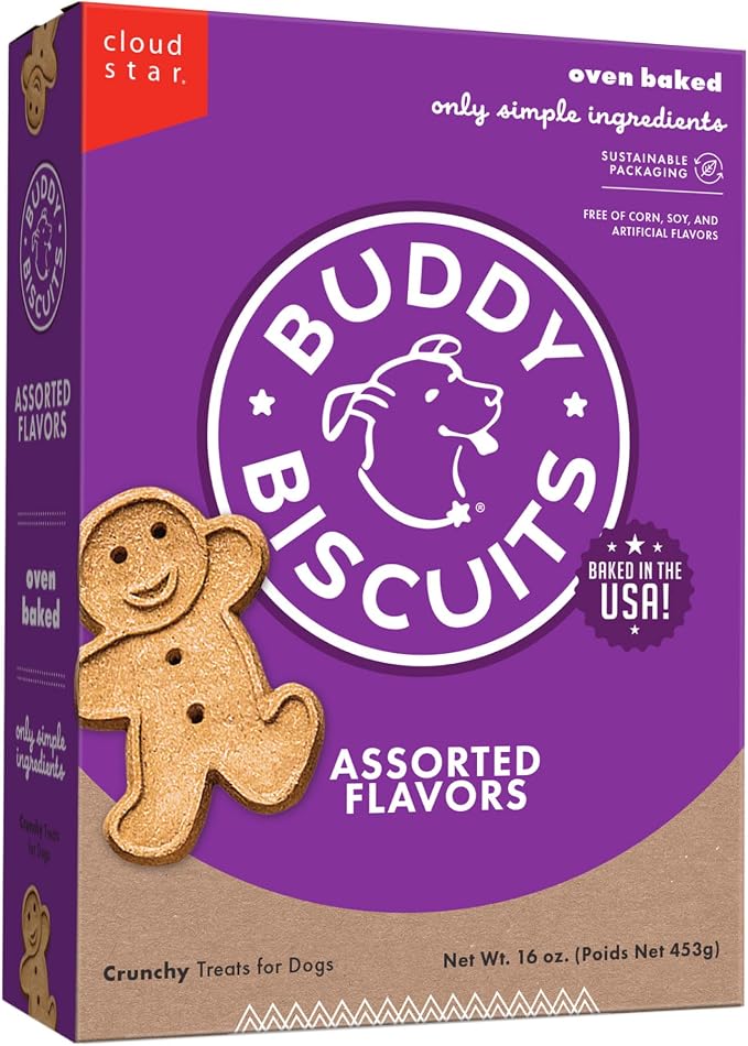 16 oz. Box of Crunchy Dog Treats Made with Assorted Flavors of Roasted Chicken, Grilled Beef, and Sharp Cheddar