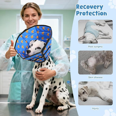 Avont Dog Cone Alternative, Adjustable Soft Comfy Foldable E Cones for Medium Large Dogs After Surgery, Escape-Proof Elizabethan Collar for Surgical Wound Recovery Stop Licking -Duck(S)