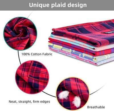 Spring Dog Bandana Large-Dog Scarf Vibrant Color Pink Green Plaid Printing Adjustable Bib Handkerchief Accessories for Medium Large Dogs (L)