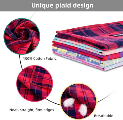 Spring Dog Bandana Small-Dog Scarf Vibrant Color Pink Green Plaid Printing Adjustable Bib Handkerchief Accessories for Small Dogs Cats (S)