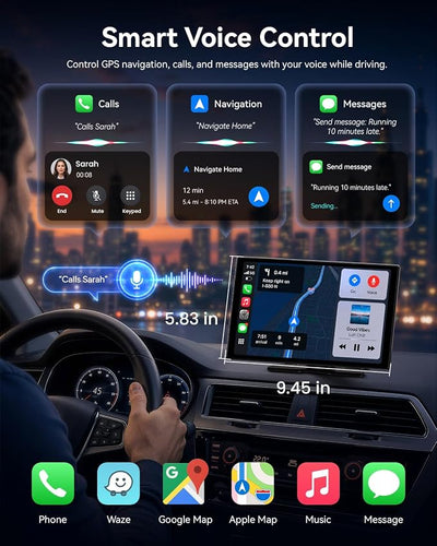 11'' Wireless CarPlay & Android Auto Screen for Car, Full Laminated HD Touchscreen, 4K Dash Cam, 1080P Rear Camera, 5GHz WiFi, Bluetooth 5.0, FM/AUX, Phone Mirroring, Voice Control, 64GB Card Included