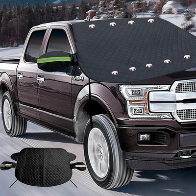 Car Snow Winshield Cover,Magnetic Windshield Cover for Snow,Sun Shade for Car Front Windsheild,Snow Cover with Hook and Strap,Fit for Large Sedan/Large SUV/Pickup/Truck/MPV(Black-65 x49