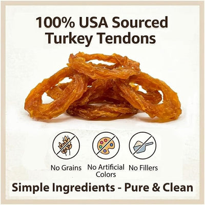 Hubert Pet Turkey Tendon Rings: Low Ingredient, Long-Lasting Natural Chews for Dogs, High Protein, Grain Free, Hypoallergenic, No Artificial Additives, US Sourced Turkey, 3 Ounces