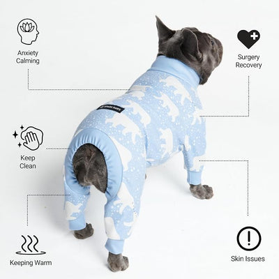 Spark Paws Dog Pajama, Dog Recovery Suit Male, Onesie, Ultra-Soft and 4-Way Stretch, for Small Medium and Large Breeds - Snowy Polar Bear - XL
