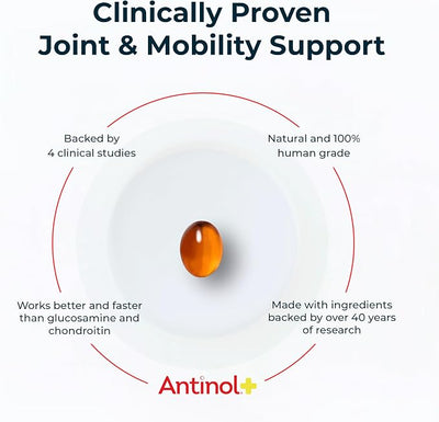 Antinol Plus, Mobility, Hip, and Joint Supplement for Dogs, Green-Lipped Mussels and Krill Oil - Dog Joint Supplement, Better and Faster Than Glucosamine and Chondroitin, 180 Soft Gels