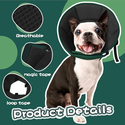 Allroaring Adjustable Dog Cone for Spay, Comfy Recovery Collar Green L | Breathable & Lightweight; Soft Fabric; Wound Healing & Stitches; Chewing Deterrent; Foldable; Extra Long; Protect Furniture