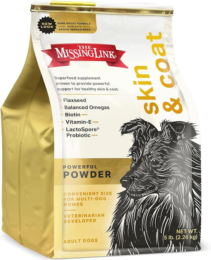 Skin & Coat + Probiotics Supplement 5lb Bag - Powerful Superfood Powder for Dogs Supports Healthy Skin & Glossy Coat, Promotes Hair Growth