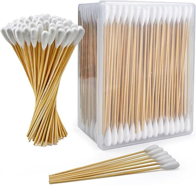 300PCS Large Cotton Swabs in Storage Box, 6 Inch Dog Ear Swabs with Bamboo Handle for Dogs - Soft Cotton, Gentle and Lint-Free, Specially Designed for Dogs, (Large)