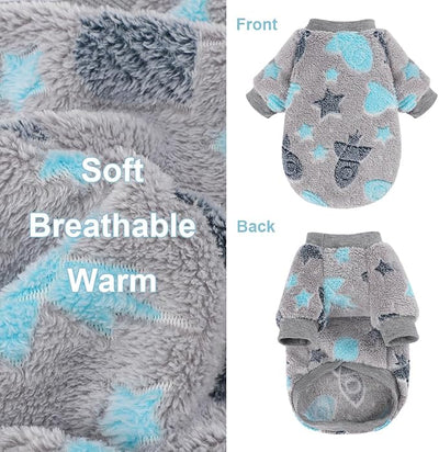 Dog Sweater Glow in The Dark Girl Pink Small Fleece Clothes Winter Soft Thickening Warm Puppy for Dogs Boy Teacup Yorkie Chihuahua (XS,Grey)