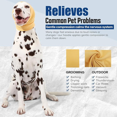 Dog Calming Hoodie Quiet Head Cover Sleeves Anxiety Relief/Noise Protection - Grooming - Thunder - Fireworks