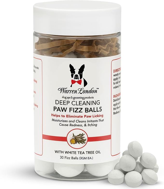 Deep Cleaning Paw Soak for Dogs – 30 Count Fizz Balls | Soothes Itchy, Irritated Paws with Seaweed, Tea Tree Oil & Aloe | Anti-Lick Paw Relief & Easy 5-Minute Spa