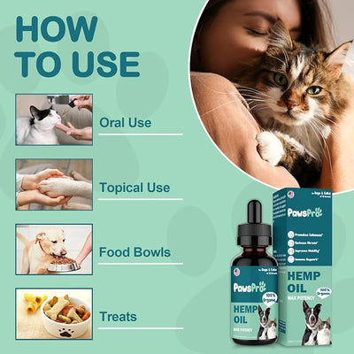 4-Pack Hеmp Oil for Dogs and Cats - Hip and Joint Support - Skin and Coat Health - with Omega 3, 6, 9 and Vitamins - Max Potency