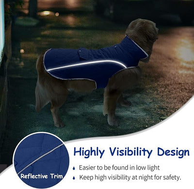 Malier Dog Winter Coat, Windproof Dog Cold Weather Coats with Real Pocket, Winter Extra Warm Pet Coat Fleece Jacket Reflective Clothes for Small Medium Large Dogs and Puppy (Blue, XXX-Large)
