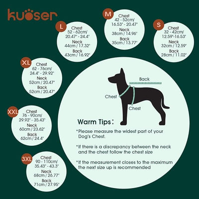 Kuoser Dog Coat, Super-Warm Dog Jacket Windproof Pet Cold Weather Coats for Extra Large Dogs, Fleece Lining Quilted Turtleneck Puppy Snowsuit Reflective Adjustable Doggie Winter Clothes, Blue, 2XL