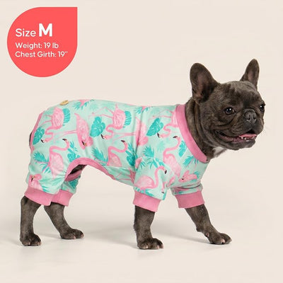 KYEESE Dog Pajamas Velvet Dog Pajamas Small Sized Dogs Soft Dogs Clothes Pjs with Flamingo Pattern Stretchy Pet Jammies Coat Comfy Pet Onesie Costume, X-Large