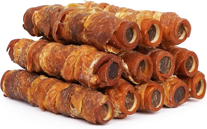Dog Treats 5 Inch Chicken Wrapped Smoked Stuffed Rawhide Rolls with Chicken Liver, Rawhide Chews for Medium Dogs, 21.2 oz (12 Count)
