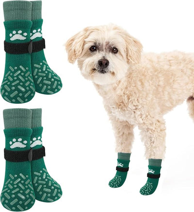 SCENEREAL Anti Slip Dog Socks to Prevent Licking Paws, Dog Shoes for Hot/Cold Pavement, Paw Protector Traction Control on Hardwood Floor, Dog Shoes Booties for Puppy Small Medium Large Senior Dogs