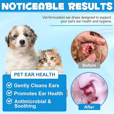 Cats & Dog Ear Infection Treatment Drops, with 1% Hydrocortisone for Dog & Cats Yeast Infection, Itchy Ear Relief, Pet Ear Care Supplies for Dogs & Cats - 2fl oz