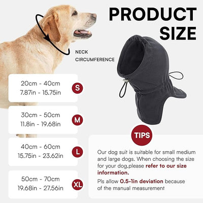 Dog Calming Hoodie Pet Ear Covers for Noise, Quiet Head Cover for Dogs, Pet Calming Hoodie Ear Covers Hood for Anxiety Relief and Calming Dog Neck and Ear, Darkgrey S