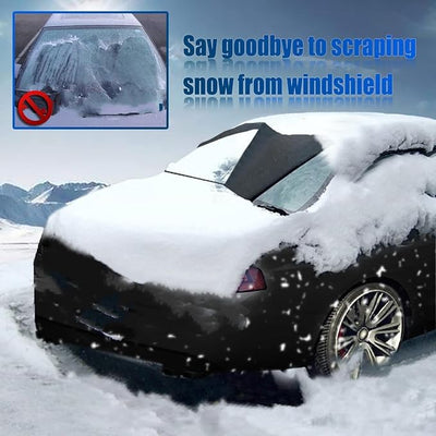 Rear Window Snow Cover - 2 Layered Aluminum Foil All Weather Sun Block | Car Winter Windshield Cover Hook Invisible Magnet Frost Protection Ice Rain Winter Debris for SUV Cars