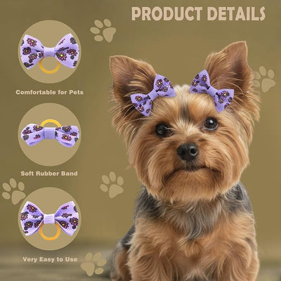 QingHan Puppy Dog Hair Bows: with Rubber Bands Small Pet Grooming Girl Doggy Accessories Gifts 60pcs (30 Pairs)