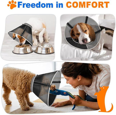 Breathable Mesh Dog Cone Collar for Surgery, Soft Elizabethan Recovery Alternative to Stop Licking,Pet Neck Collar for Large Medium Small Breeds, XS