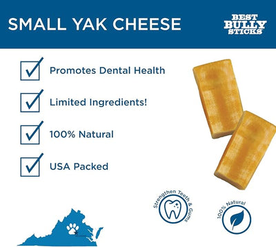 Best Bully Sticks Yak Cheese Himalayan Dog Chews - Small 4 Count (Pack of 1) - Natural, Lactose Free Cheese, Odor-Free, Long-Lasting Snack