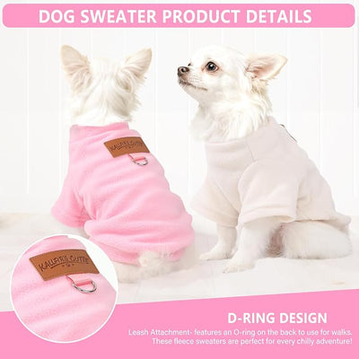 2 Pieces Dog Sweater Fleece Dog Winter Clothes for Small Dogs Boy Girl Turtleneck Puppy Sweatshirt Pet Clothing Pullover Sweaters Cat Apparel (Beige+Light Pink, X-Large)