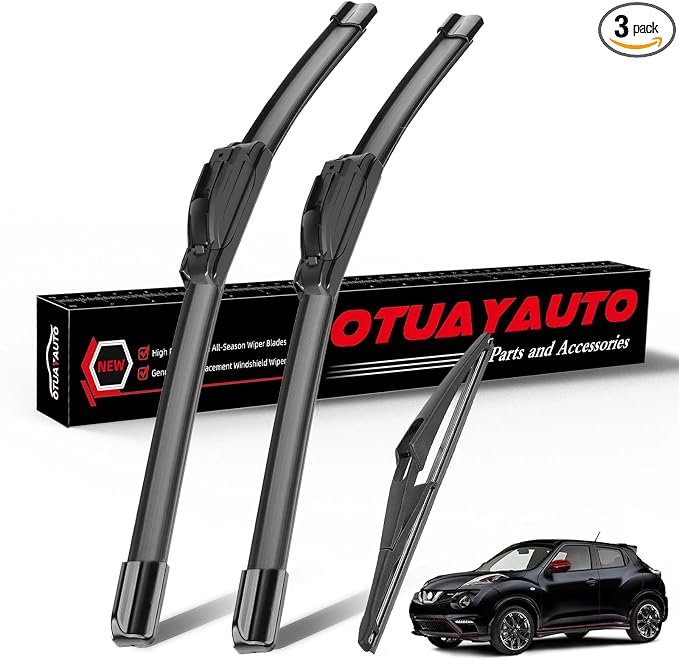OTUAYAUTO Windshield Wiper Blades Replacement for Nissan Juke 2011-2017 All-Extreme Weather Performance Quiet No Trace Front and Rear Wipers J/U Hook - 22"+14"+12" (Pack of 3)