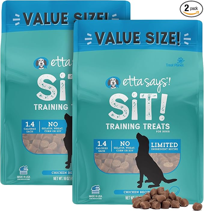 Sit Training Treats - All Natural Chicken Soft Treats for Dogs - Made in The USA - Soft & Chewy for Small, Medium & Large Dogs or Puppies - 2 Pack