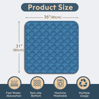 FunFurry Washable Pee Pads for Dogs - 2 Pack Reusable Pee Pads，Waterproof Puppy Pads，Pet Training Pads，Super Absorbent with Dog Paw Shape Non-Slip Backing (Blue, 31" X 36" - 2 Pack)