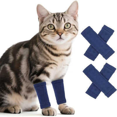 ROZKITCH 4 PCS Cat Sleeve to Stop Licking, Cat Leg Wrap, Leg Lick Protection Sleeve for Hot Spot, Stop Pet Licking and Chewing-Legs