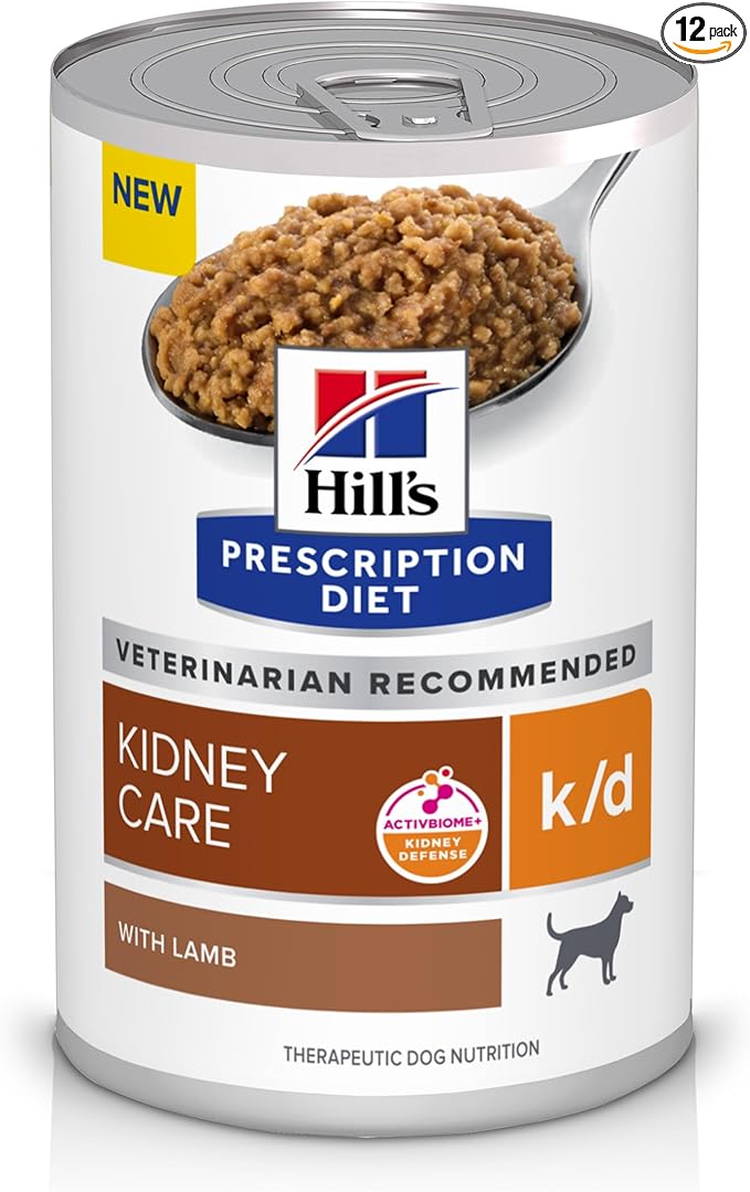 Hill's Prescription Diet k/d Kidney Care Wet Dog Food, Lamb, 13 oz. Cans, 12-Pack