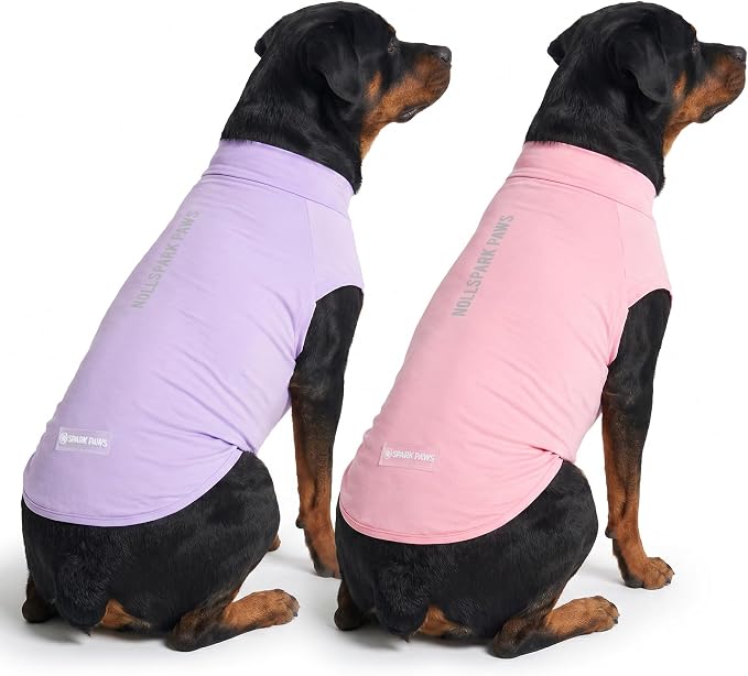 Spark Paws Sunblock Dog T-Shirt, SPF30 Protection, Lightweight Breathable Quick Dry for Dogs with Sensitive Skin - Purple & Pink (Set of 2) - 4XL