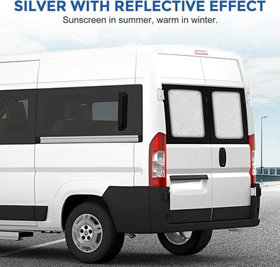 Rear Door Window Sun Shade Compatible with Ram ProMaster 2014-2026, Aluminum Film Rear Door Window Sunshade Cover, Block Heat & Privacy Window Shield Cover for ProMaster 2014-2026 Van Accessories