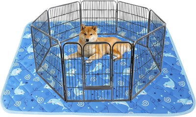 IEUUMLER Washable Pee Pads for Dogs, 1 Pack Non-Slip & Waterproof Pack Whelping Pad, Reusable Washable Puppy Potty Training Pad with Fast Absorbent for Playpen EU007 (Dolphin, 48"X48"-1pcs)