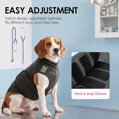 AOFITEE Dog Anxiety Vest, Adjustable Dogs Calming Vest, Dog Thunder Jacket for Dogs Anxiety Fireworks, Thunder, Travel, Separation, Compression Shirt with Reflective Trims Grey XL