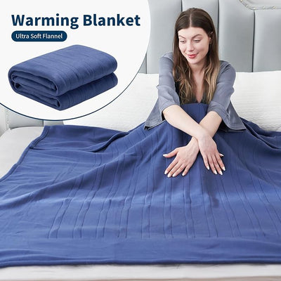 Eydna Electric Heated Blanket Twin Size 62"x84", Fast Heating Throw, Soft Fleece for Bed & Sofa, 10 Hours Auto Off & 4 Heating Levels, Machine Washable, Gifts for Grandma & Family-Dark Blue
