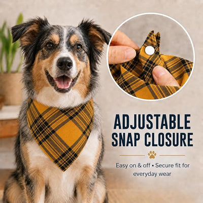 Fall Dog Bandana-Adjustable Cute Triangle Pet Scarf for Boys and Girls, Yellow & Black, Large