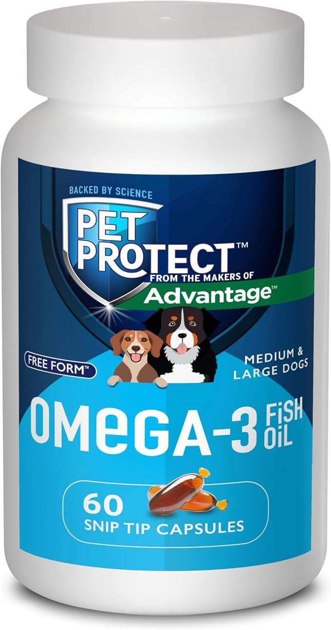 M/L Dog Omega-3 Supplement, Proprietary Free Form Blend, Supports a Normal Inflammatory Response, Snip-Tip Capsules (60 Count)