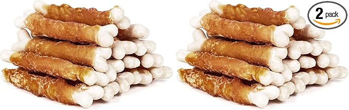 Dog Treats, Chicken Wrapped Calcium Bones Without Rawhide, 4 Inch Training Treats for Teeth Cleaning and Fresh Breath, Chews for Puppy and Small Dogs (10 Ounce - Pack of 2)