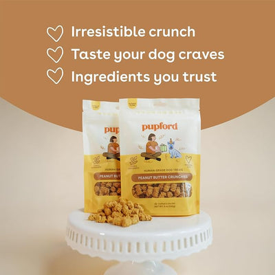 Pupford Peanut Butter Crunchies, All-Natural, Human-Grade Crunchy Treat for Dogs & Puppies (5 oz)