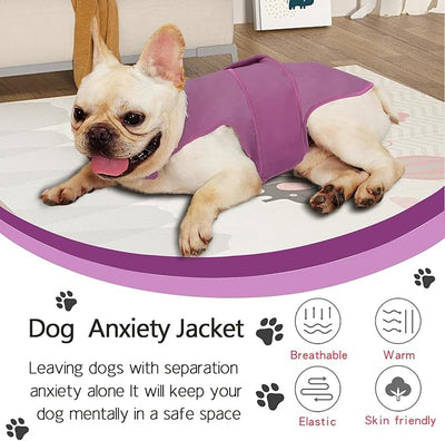 Dog Anxiety Vest Calming Jacket for Small Medium Large Dogs, Dog Shirt Wrap for Indoor Outdoor Fireworks, Thunder, Travel, Separation, Purpink, Medium