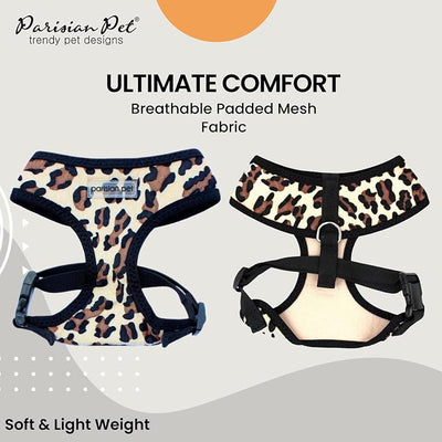 Parisian Pet Leopard Print Pet Harness Comfortable, Adjustable for Dogs & Cats