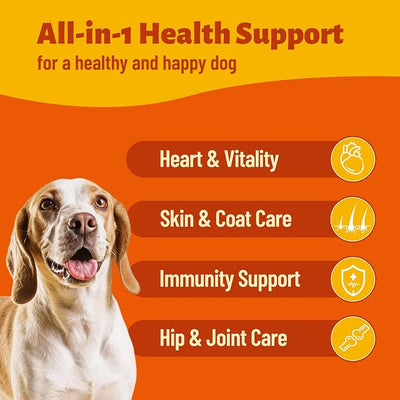 300 Bites Vitamins Supplements and Taurine for Dogs with CoQ10, Glucosamine,Omega 3, MSM - Dog Multivitamins for Heart Health, Immunity Support, Antioxidant Protection
