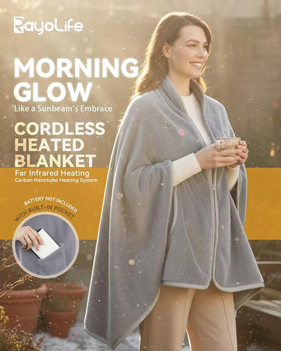 Cordless Heated Blanket (Battery Pack Not Included) - Battery Operated Heated Blanket Rechargeable USB Powered Heated Throw Blanket